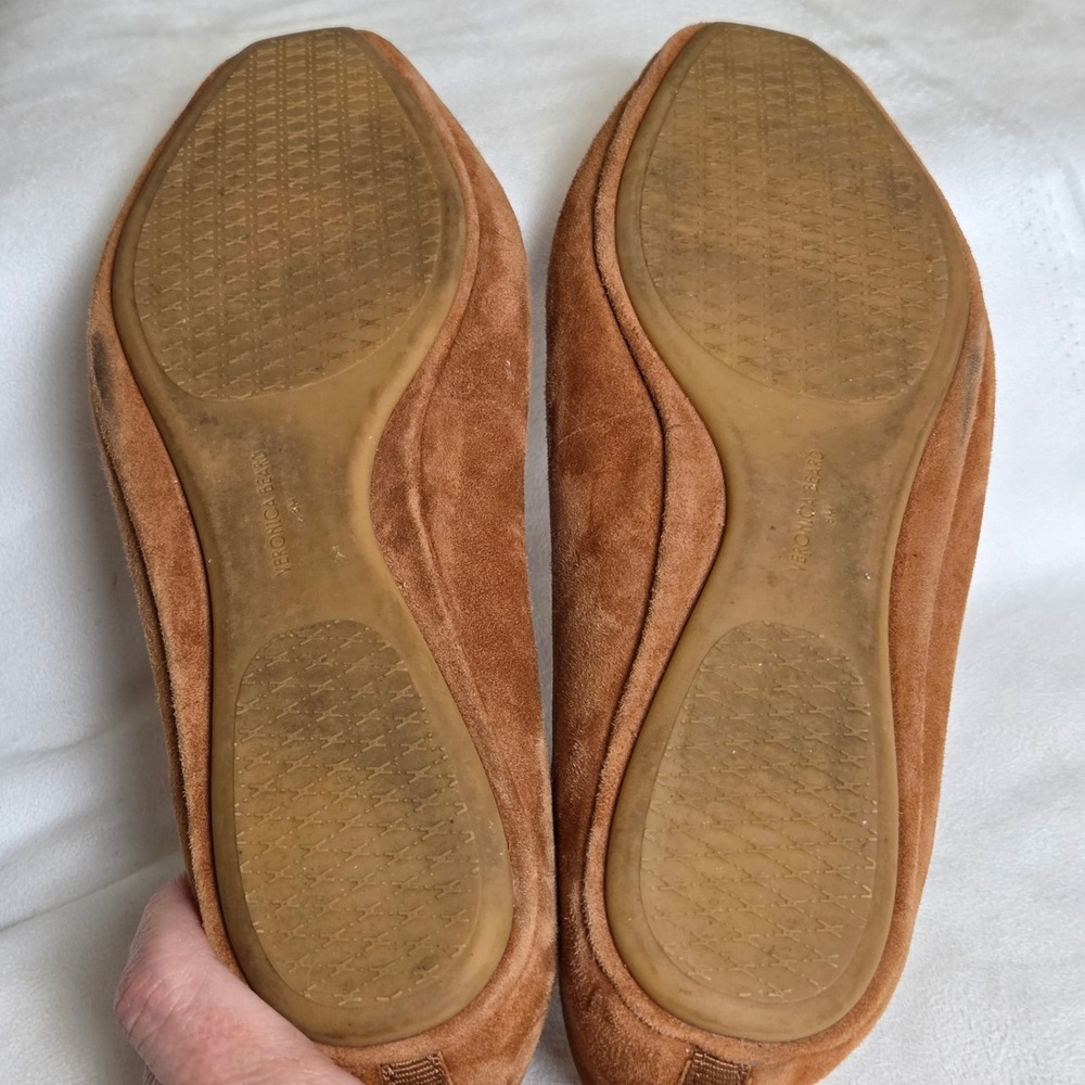 Veronica Beard Beatrix Hazelwood Brown Suede Bow Ballet Ballerina Flats Shoes - Picture 9 of 9